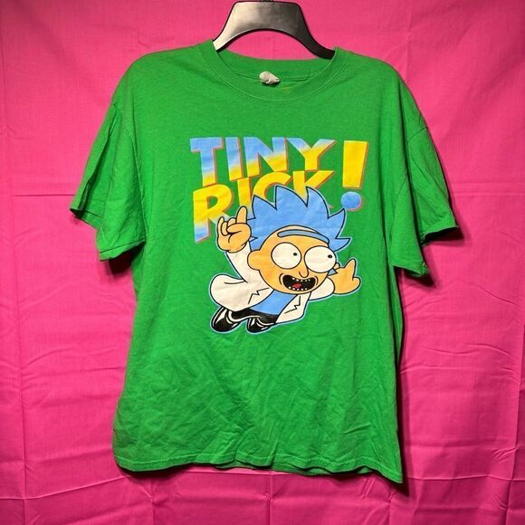 Rick And Morty T Shirt Green Adult Large Tiny Rick Graphic Print Cotton - Picture 1 of 2